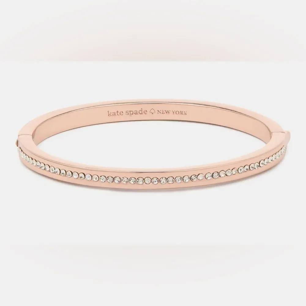 Kate Spade Rose Gold Ring It Up Pave Bangle Hinged Bracelet - Picture 1 of 7